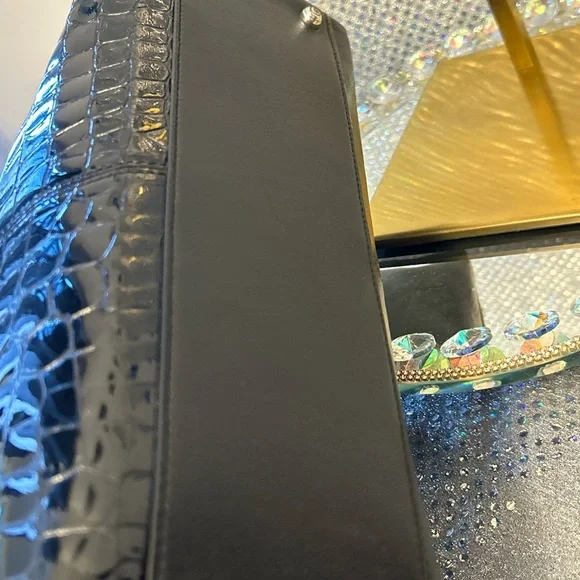 Brighton Black Croc-Embossed Tote Bag Approx. 13 x 9 x 4 - Picture 13 of 15